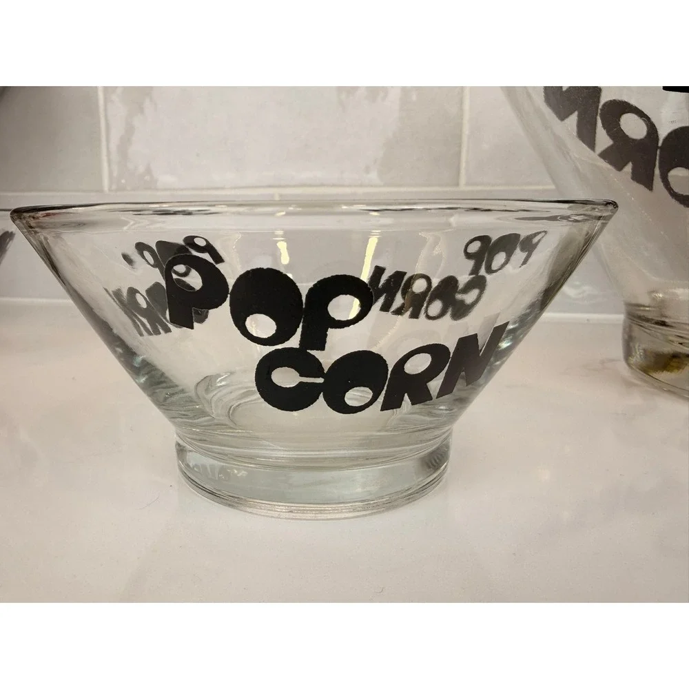Vintage 1970s‎ Wheaton Glass Popcorn Bowl and Four Individual Bowls